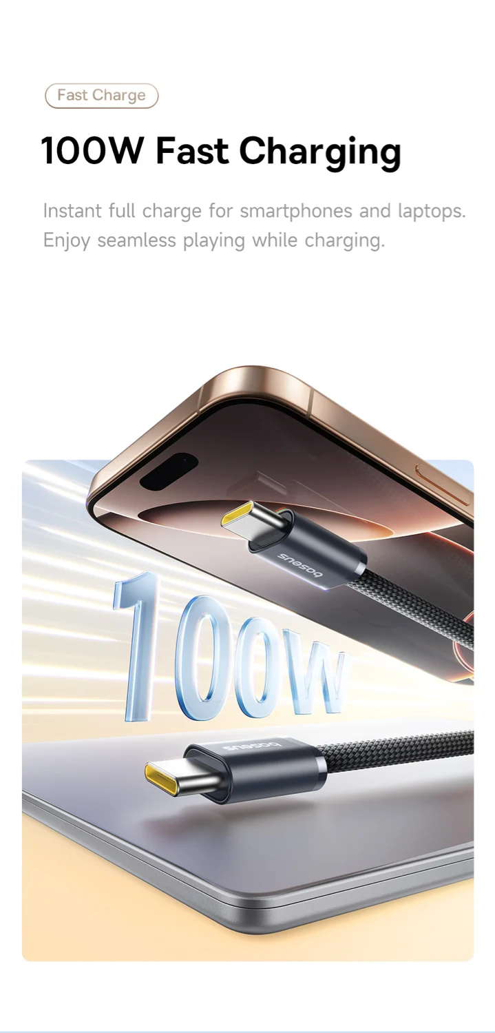 Baseus Dynamic 4 Pro USB-C to USB-C 100W Braided Cable (1m)