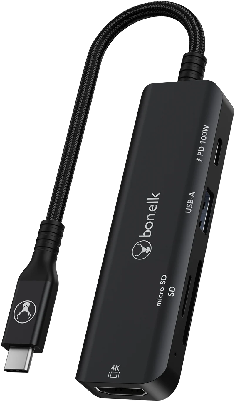 Bonelk Long-Life USB-C 5in1 Multiport Hub (Black)