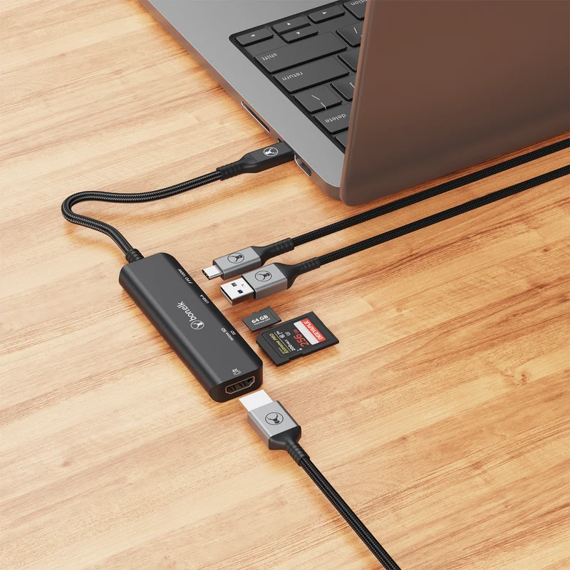 Bonelk Long-Life USB-C 5in1 Multiport Hub (Black)