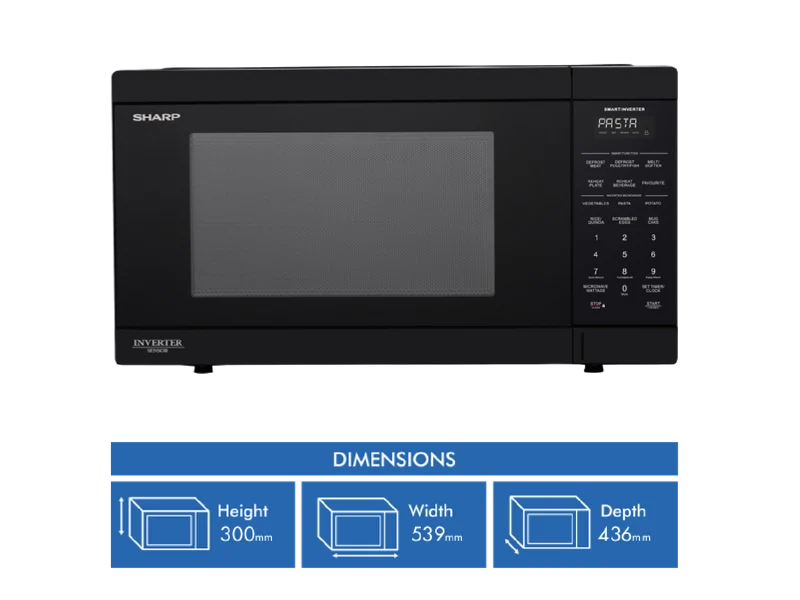Sharp 36L 1200W Inverter Microwave - Black