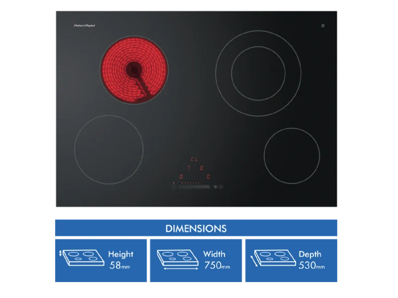 Fisher & Paykel 75cm Series 5 4 Element Electric Cooktop