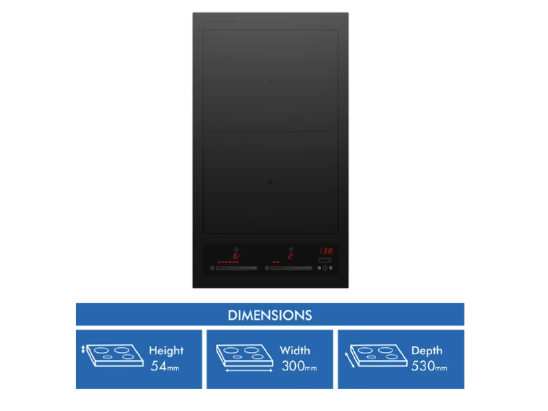 Fisher & Paykel Series 7 30cm 2 Zone Induction Cooktop, Black Glass