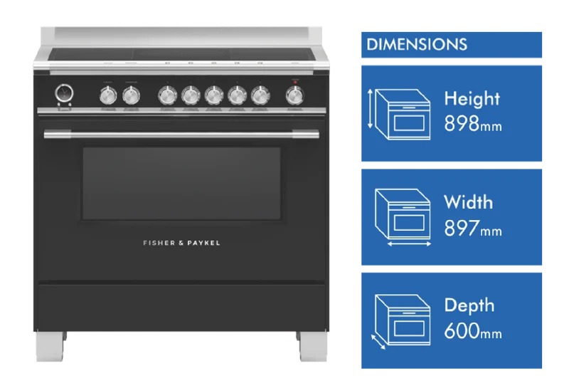 Fisher & Paykel 90cm Series 9 Classic 5 Zone Induction Pyrolytic Cooker, SmartZone