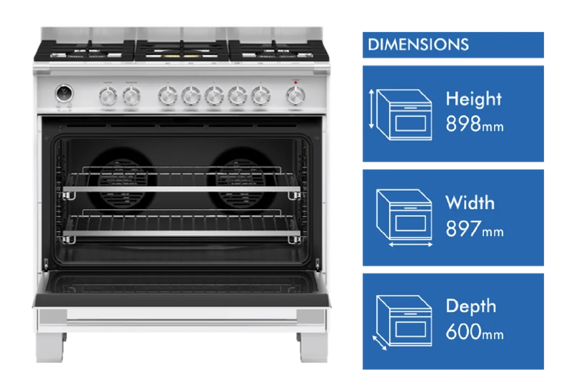 Fisher & Paykel 90cm Series 9 Classic 5 Burner Dual Fuel Pyrolytic Cooker