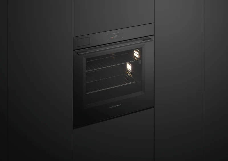 Fisher & Paykel Series 11 Minimal 76cm Pyrolytic Steam Assist Oven, Black Glass