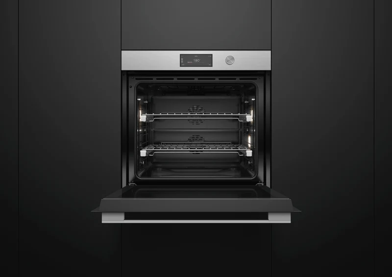 Fisher & Paykel Series 9 Contemporary 76cm Pyrolytic Oven, Brushed Silver Glass