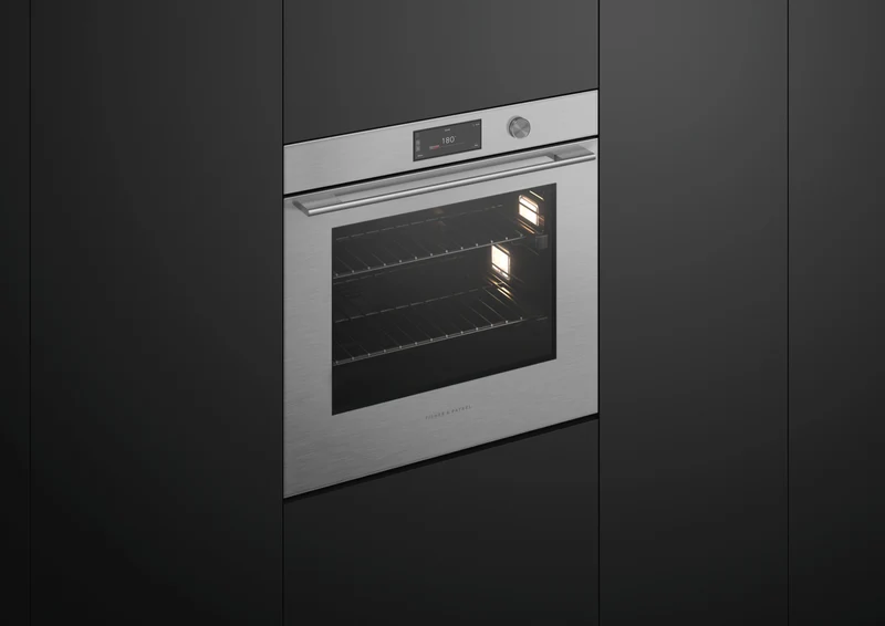 Fisher & Paykel Series 9 Contemporary 76cm Pyrolytic Oven, Brushed Silver Glass