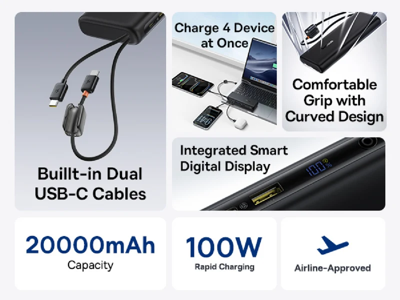 Baseus EnerFill 100W 20,000mAh Laptop Power Bank
