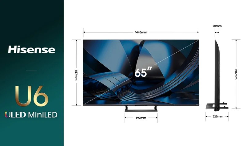Hisense 65" U6SAU 4K ULED MiniLED Hi-QLED 144Hz Smart AI TV 2026