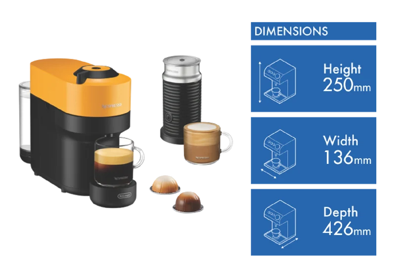 Nespresso Vertuo Pop Capsule Coffee Machine Bundle Yellow