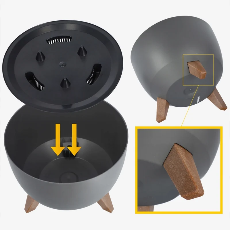 Vaso da fiori KADAX, fioriera, coperchio, gambe, inserto, supporto per fiori, 29 cm, antracite, ciotola, 2 pezzi.