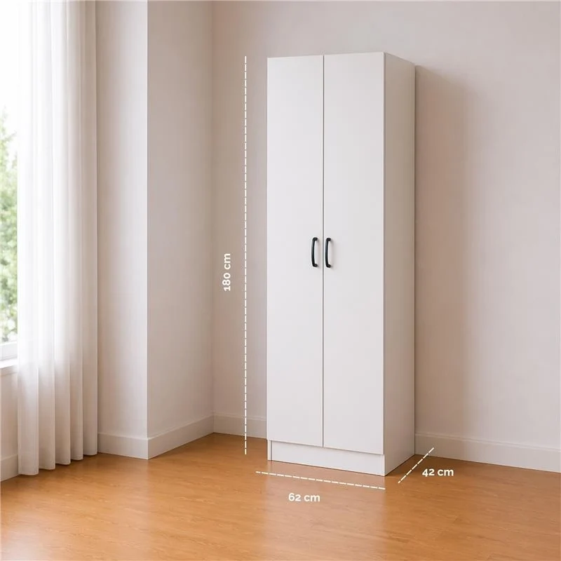 ARMADIO DA ARREDO IN LEGNO BIANCO CON DUE ANTE DIMENSIONI 60X42X180 CM