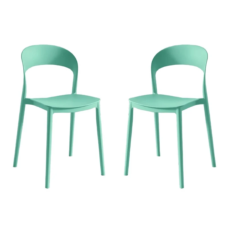 Set 2 Sedie Impilabili in polipropilene da cucina 40x39x78 cm Colore Verde Menta LUNA