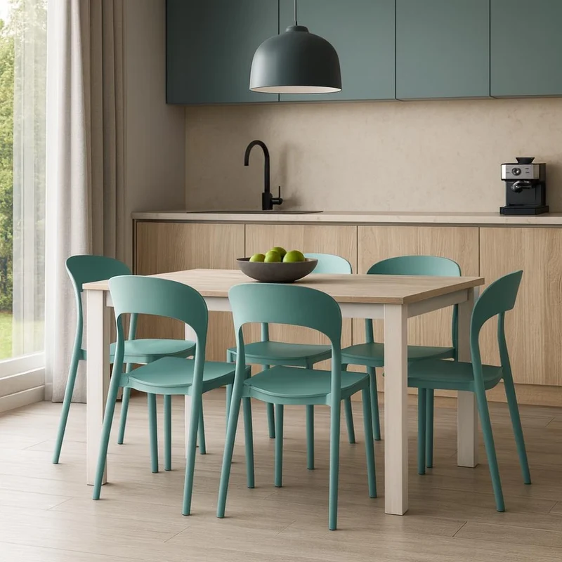 Set 2 Sedie Impilabili in polipropilene da cucina 40x39x78 cm Colore Verde Menta LUNA
