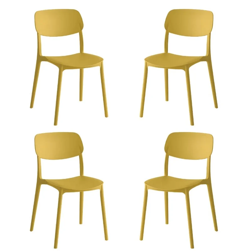 Set 4 Sedie Impilabili in polipropilene da cucina 40x39x78 cm Colore Senape SUN