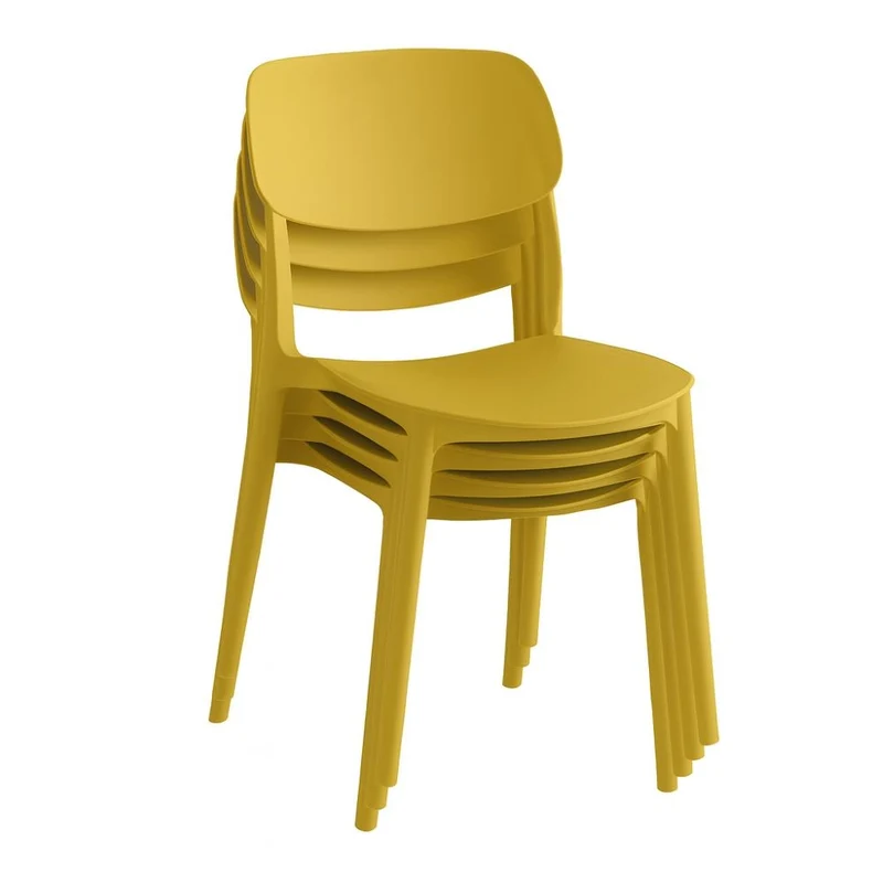 Set 4 Sedie Impilabili in polipropilene da cucina 40x39x78 cm Colore Senape SUN