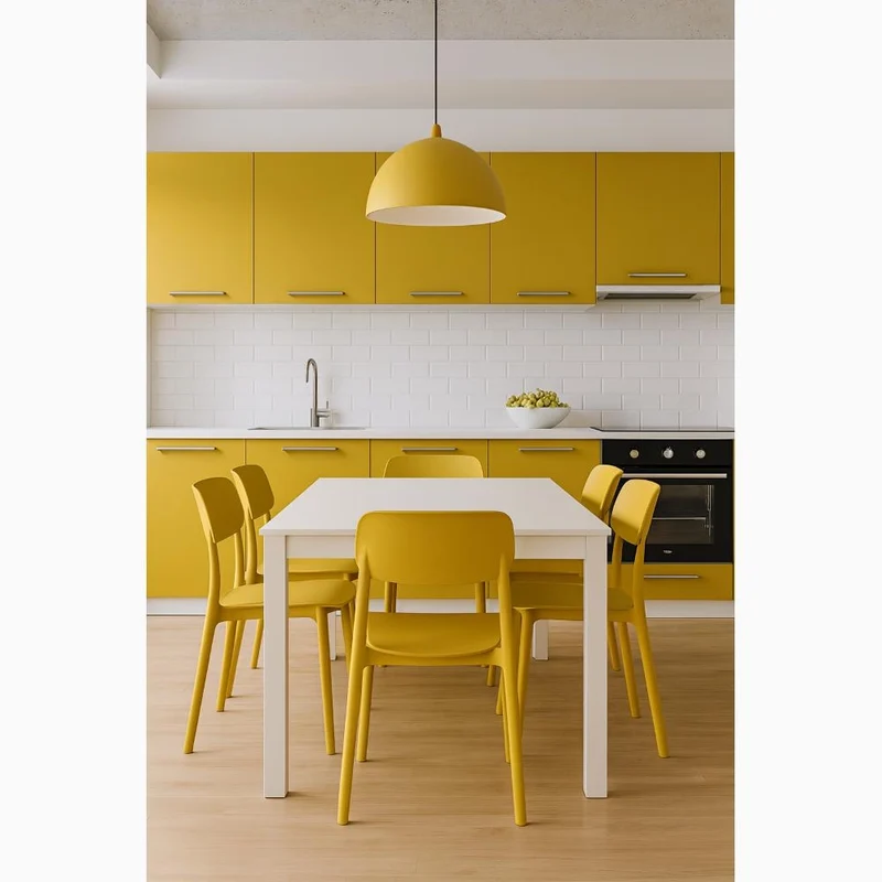Set 4 Sedie Impilabili in polipropilene da cucina 40x39x78 cm Colore Senape SUN