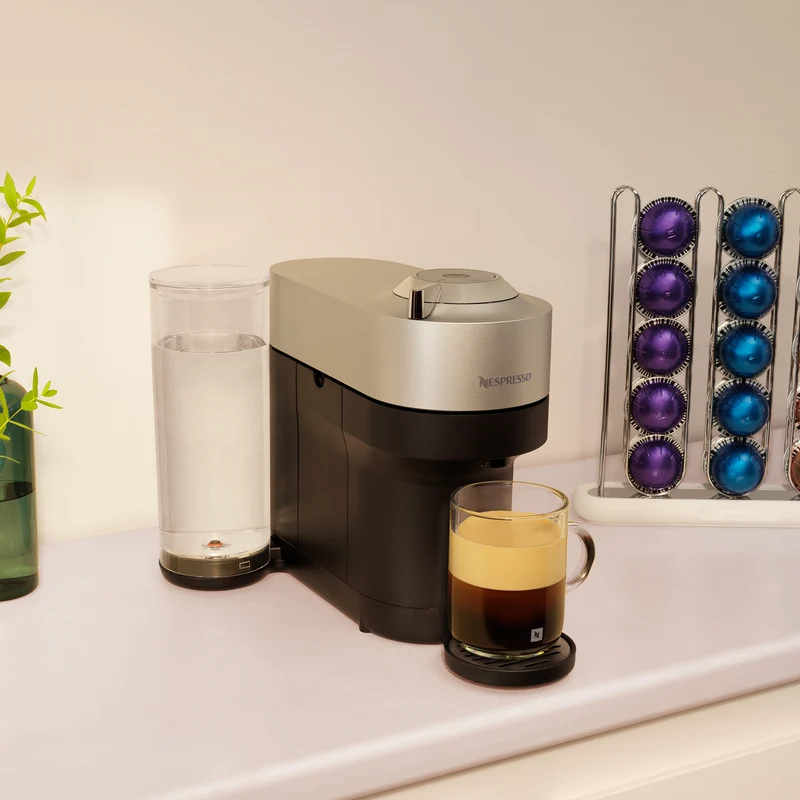 Nespresso Vertuo Pop+ Deluxe Capsule Coffee Machine Bundle Silver
