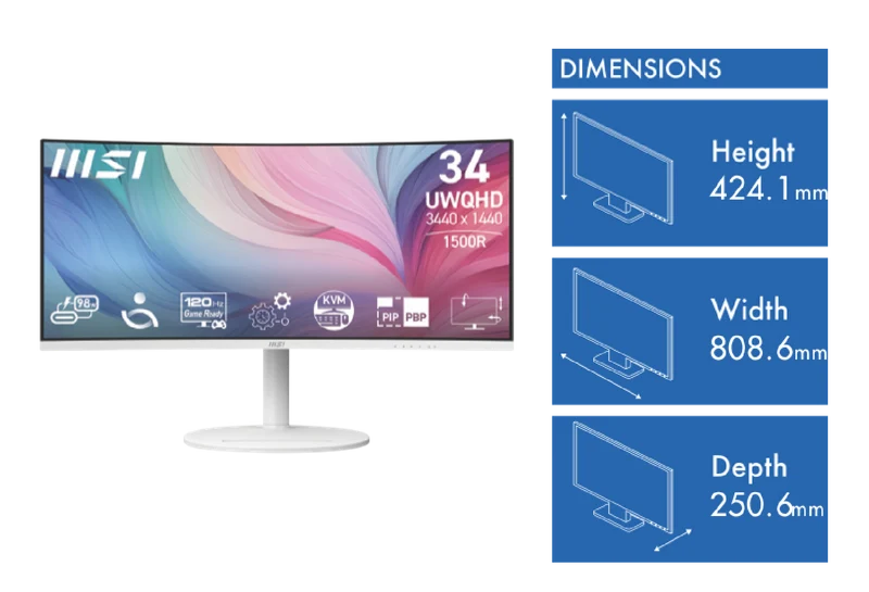 MSI 34" UWQHD 1500R Curved White Monitor