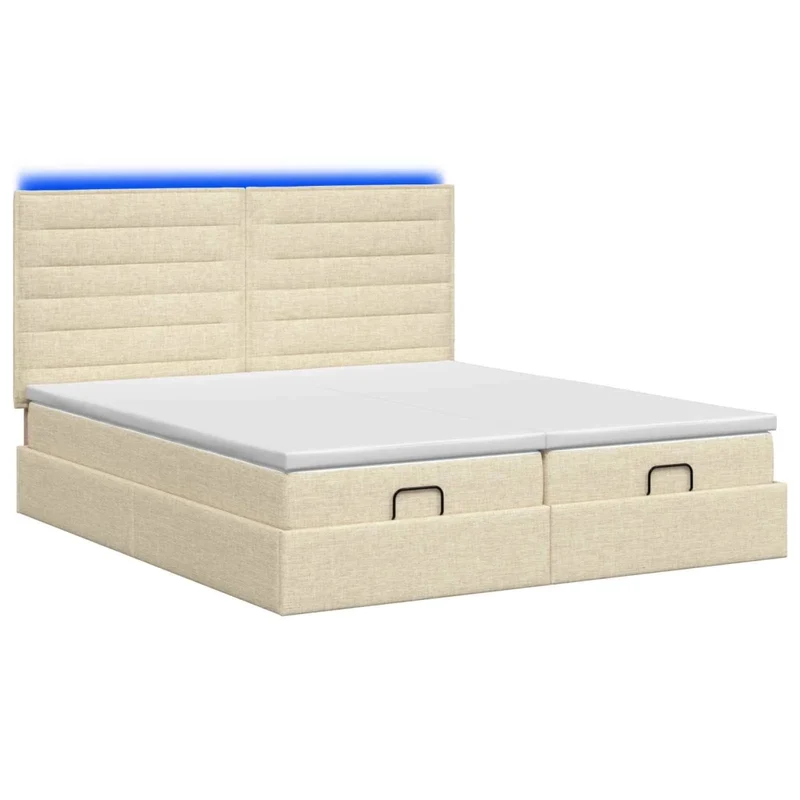 Letto Ottomano con Materasso e LED Crema 160 x 200 cm Tessuto 3458414