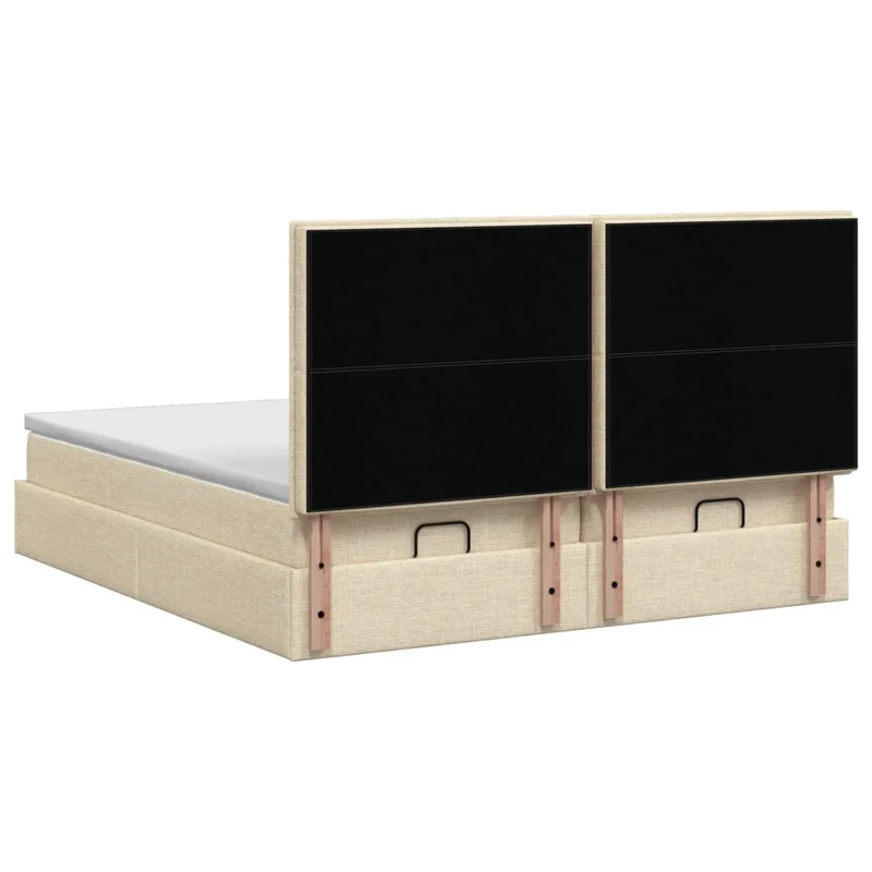 Letto Ottomano con Materasso e LED Crema 160 x 200 cm Tessuto 3458414