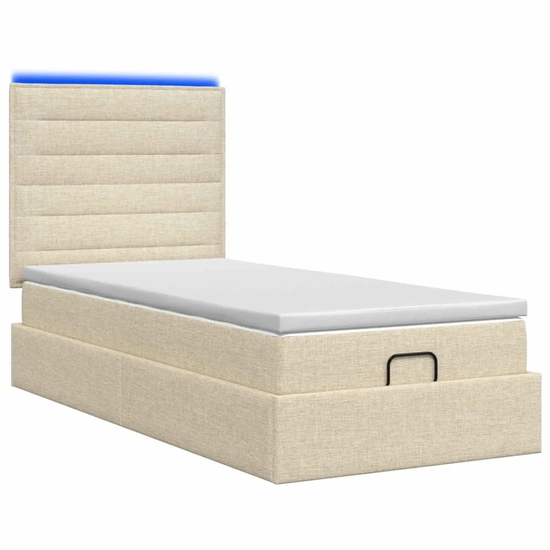 Letto Ottomano con Materasso e LED Crema 80 x 200 cm Tessuto 3457949