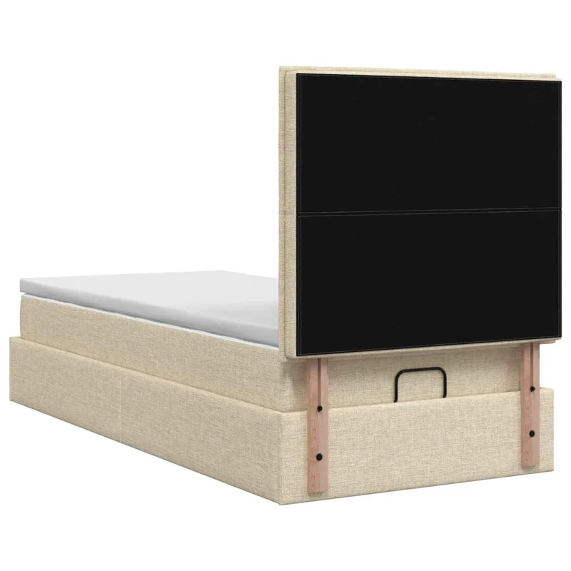 Letto Ottomano con Materasso e LED Crema 80 x 200 cm Tessuto 3457949