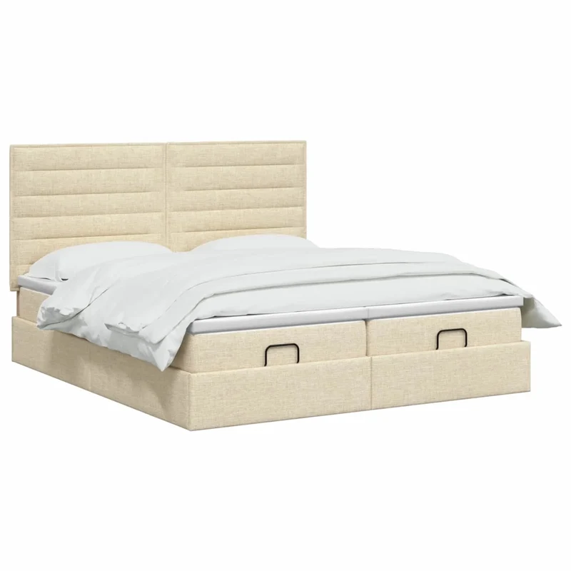 Letto ottomano con materasso con testiera 2 pz Crema Tessuto 3457832