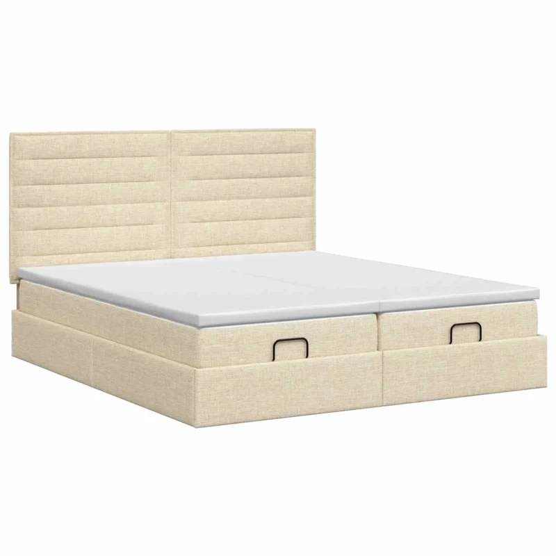 Letto ottomano con materasso con testiera 2 pz Crema Tessuto 3457832