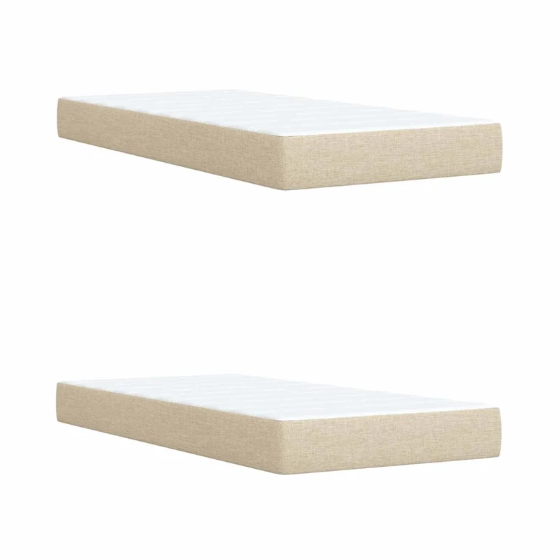 Letto ottomano con materasso con testiera 2 pz Crema Tessuto 3457832