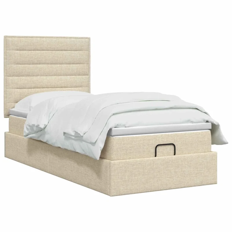 Letto ottomano con materasso Crema 80 x 200 cm Tessuto 3457367