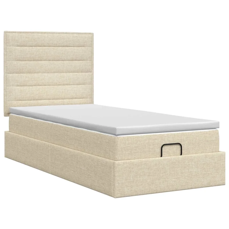 Letto ottomano con materasso Crema 80 x 200 cm Tessuto 3457367