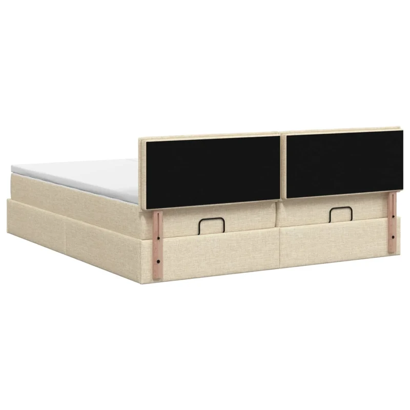 Letto Ottomano con Materasso e LED Crema 160 x 200 cm Tessuto 3457250