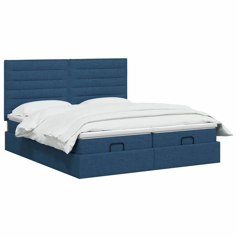 Letto Ottomano con Materasso e LED Blu 160 x 200 cm Tessuto 3458415