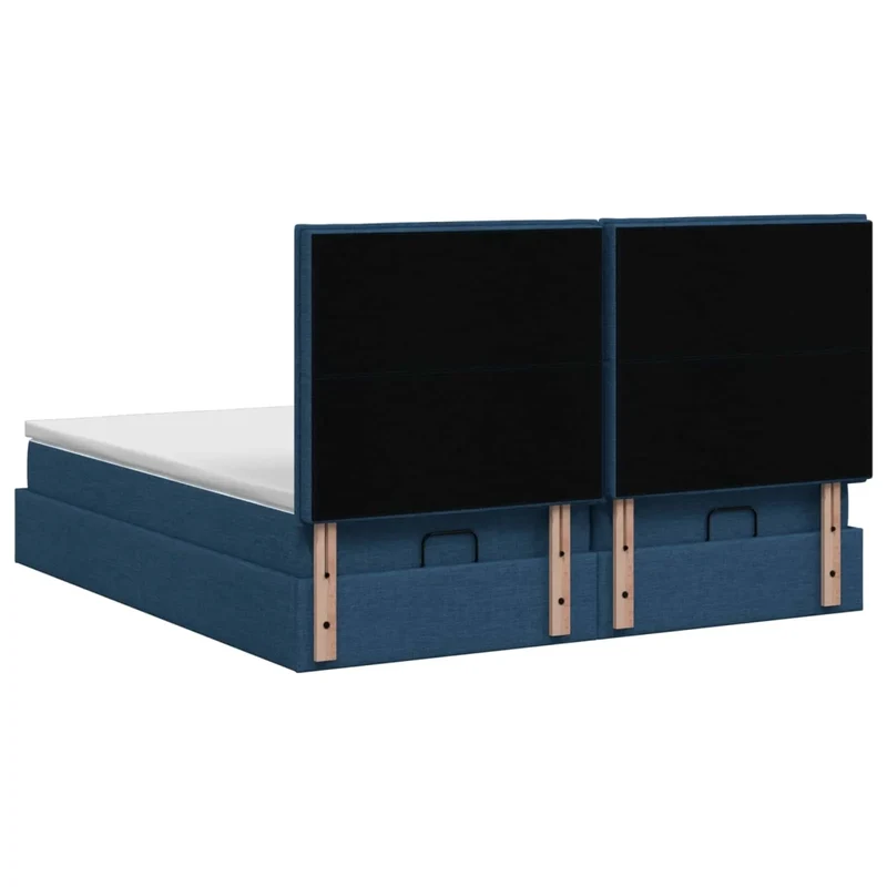 Letto Ottomano con Materasso e LED Blu 160 x 200 cm Tessuto 3458415