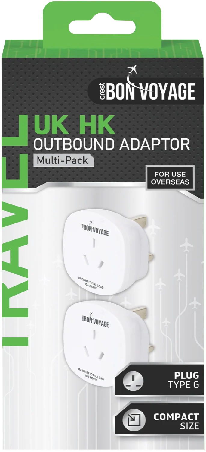 Bon Voyage Travel Adaptor Australia to UK (2 Pack)