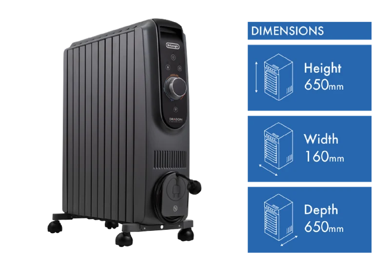 DeLonghi 2400W Dragon5 Connect Oil Column Heater