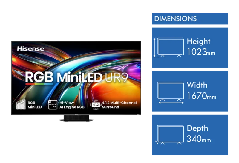 Hisense 75" UR9SAU RGB 4K MiniLED 180Hz TV 2026