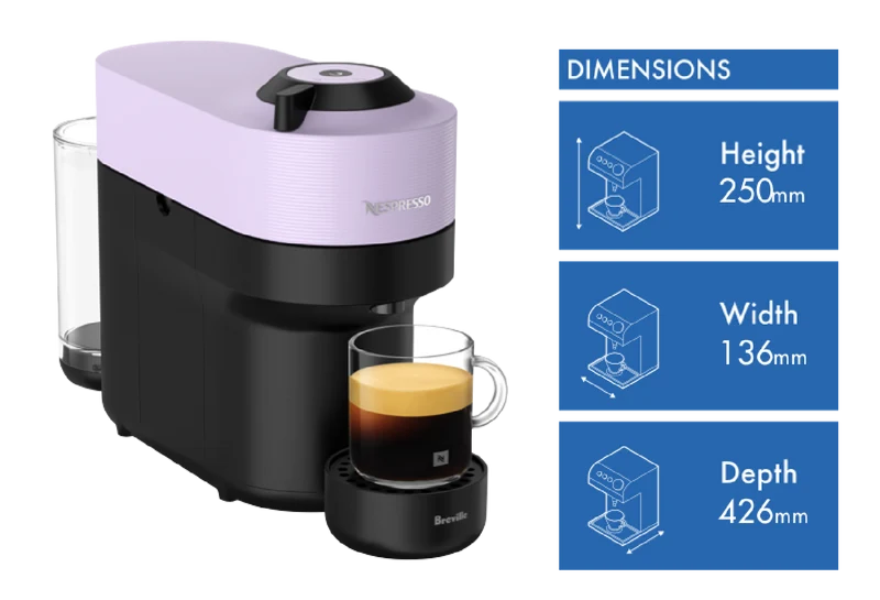 Nespresso Vertuo Pop Bundle Capsule Coffee Machine Bundle Lilac