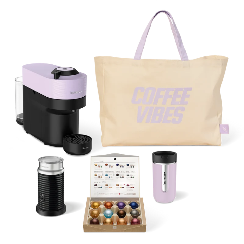 Nespresso Vertuo Pop Bundle Capsule Coffee Machine Bundle Lilac