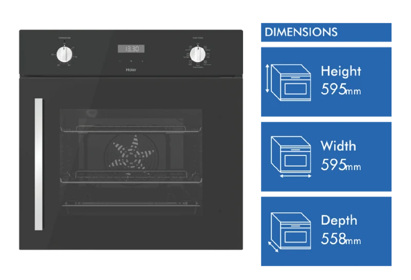 Haier 60cm Built In Oven 7 Function Side Opening Door Black