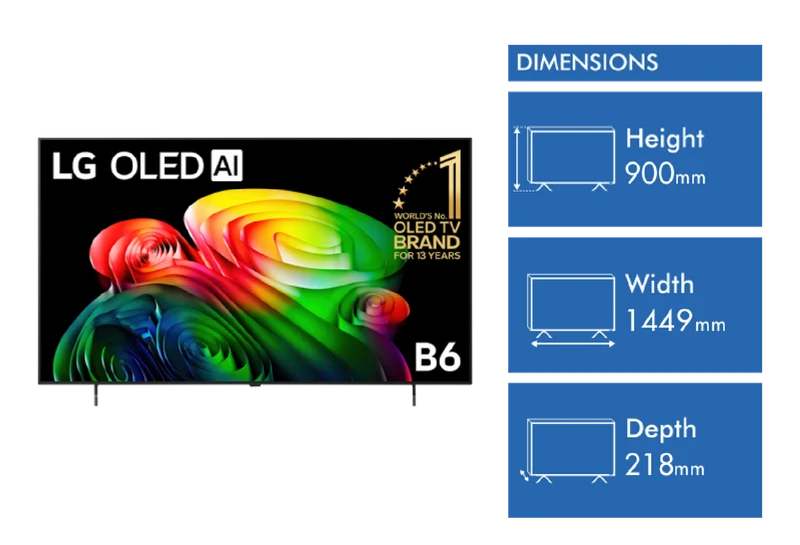 LG 65 OLED TV B6 4K AI 2026