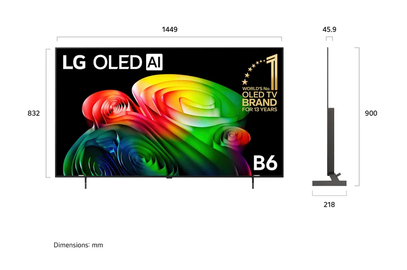 LG 65 OLED TV B6 4K AI 2026