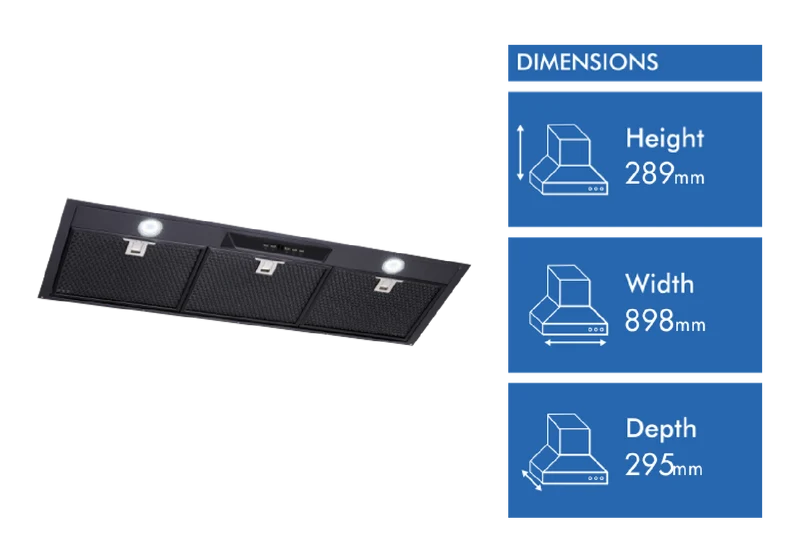 Schweigen 90cm Silent Undermount Rangehood with Inline Motor, Black ** 2 BOXES **