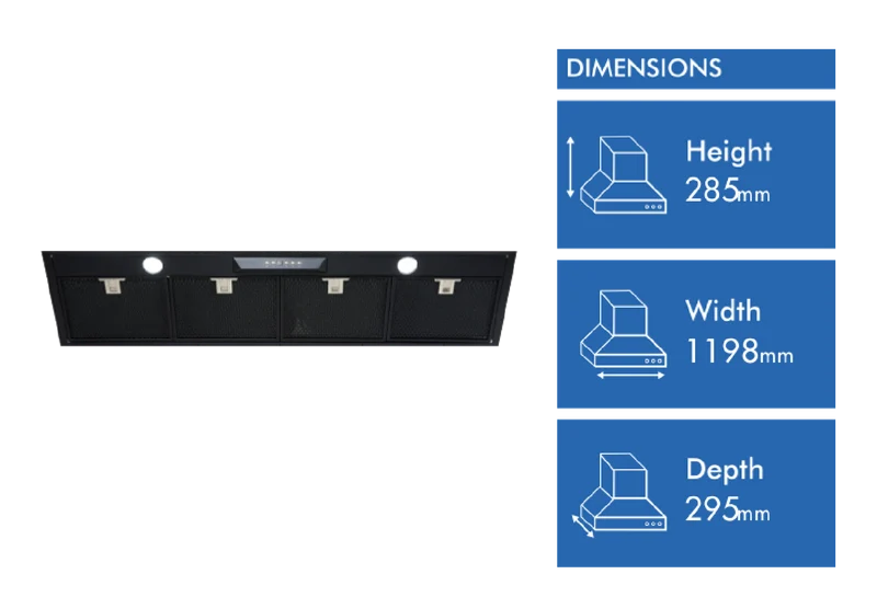 Schweigen 120cm Silent Undermount Rangehood with Inline Motor, Black ** 2 BOXES **
