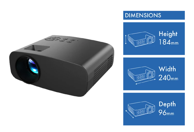 Laser 720P LED Projector with 150ANSI lumen Black