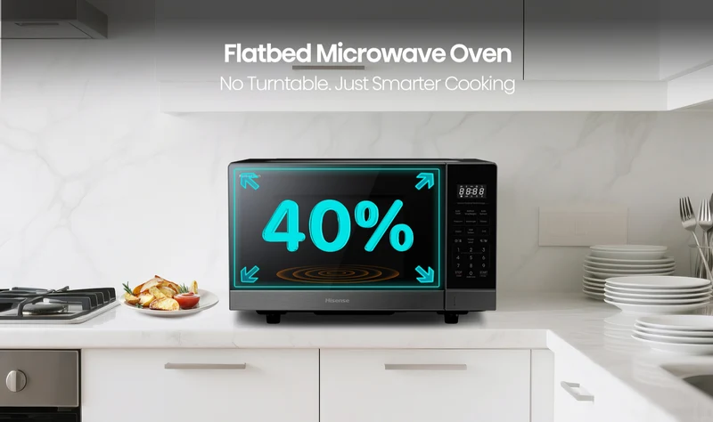 Hisense 30L 1000W Flatbed Microwave with Grill Function Dark Stainless