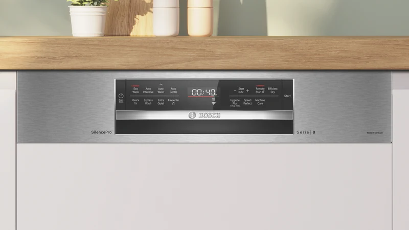 Bosch Series 8 60cm Semi Integrated Dishwasher, Tall Tub, Brushed Steel