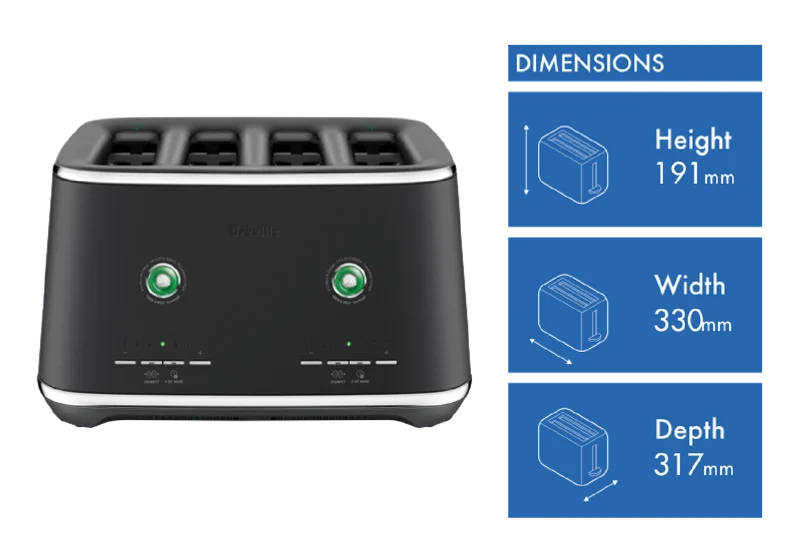 Breville The Eye Q 870 Auto 4 Slice Black Truffle Toaster