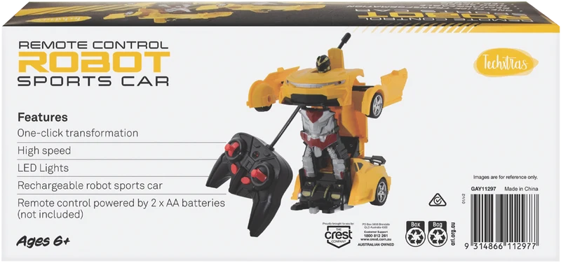 Techxtras Remote Control Transforming Robot Car (Yellow)